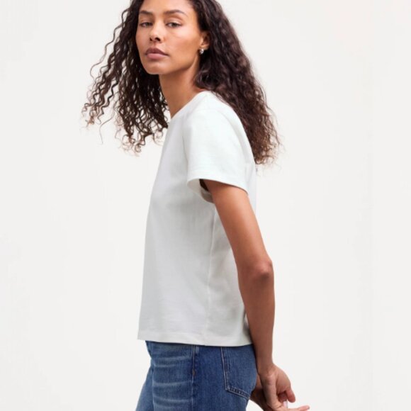 "Cotton Perfect Crewneck Tee" by Madewell in Eyelet White NEW WITH TAGS - Picture 3 of 5